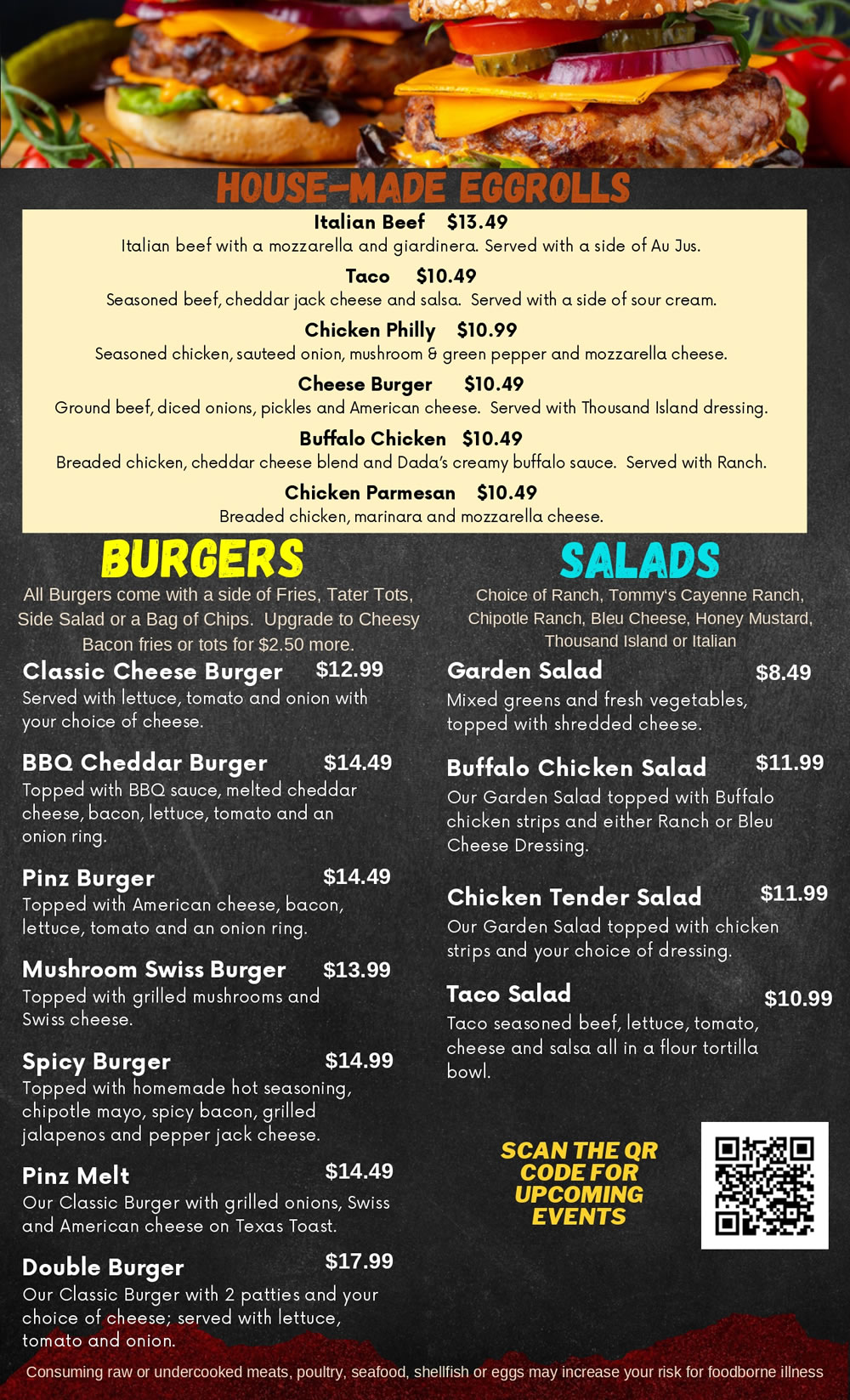 Pinz Food Menu Fall 2026 Page 2